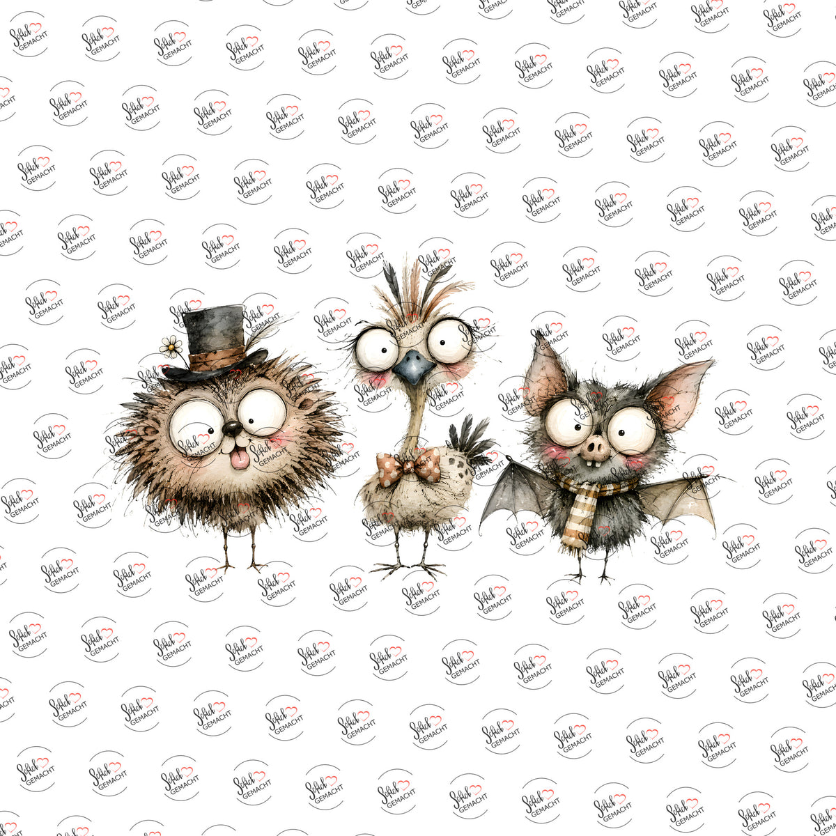 Schräges Trio als Rub-on-Sticker, einzeln