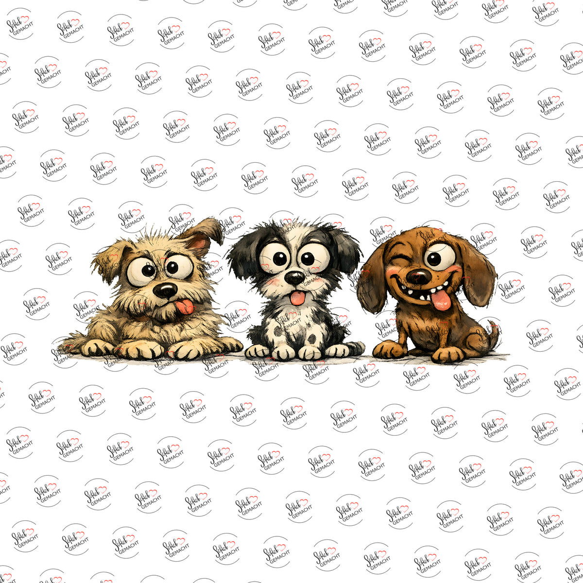 Struppige Hundebande als Rub-on-Sticker, einzeln