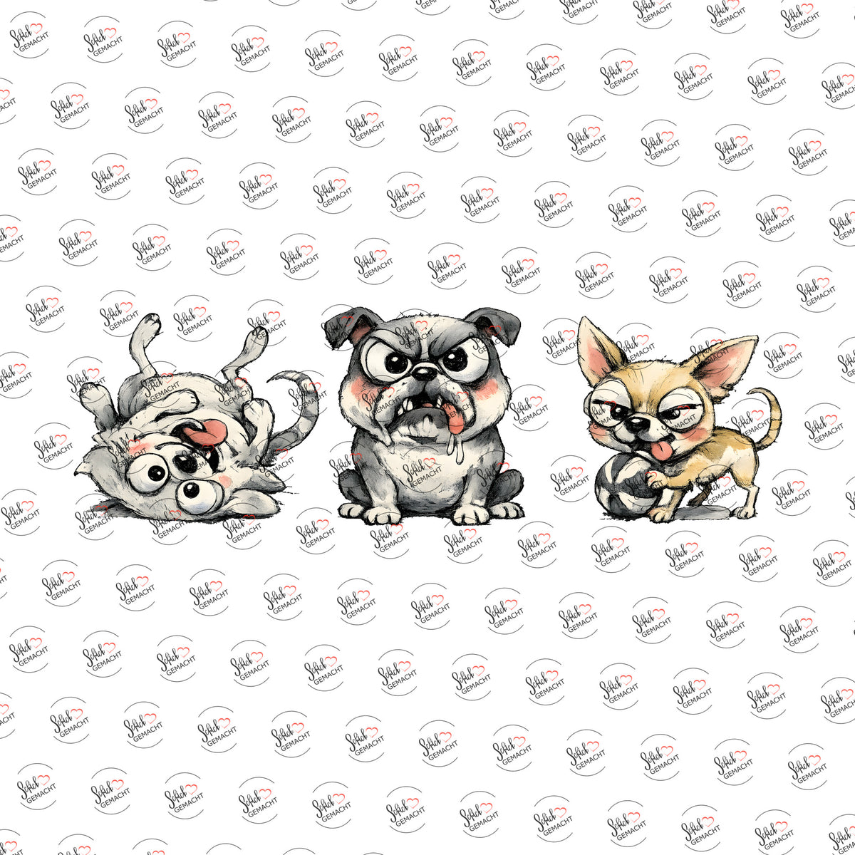 Hunde mit Charakter als Rub-on-Sticker, einzeln