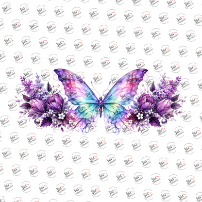 Schmetterling im Flieder als Rub-on-Sticker, einzeln