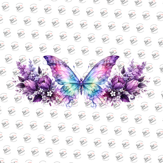 Schmetterling im Flieder als Rub-on-Sticker, einzeln