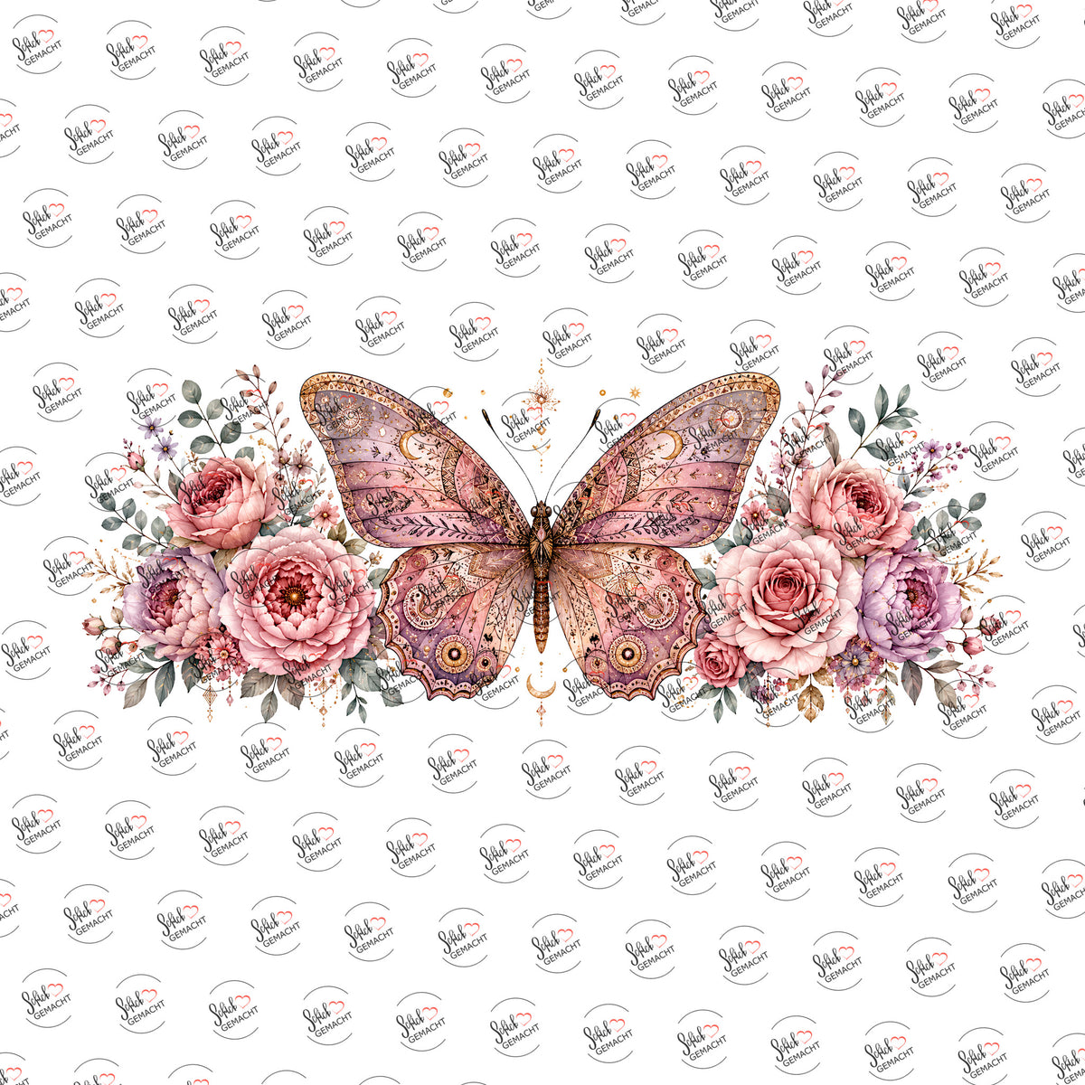 Schmetterling in Roségold als Rub-on-Sticker, einzeln