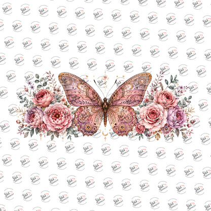 Schmetterling in Roségold als Rub-on-Sticker, einzeln