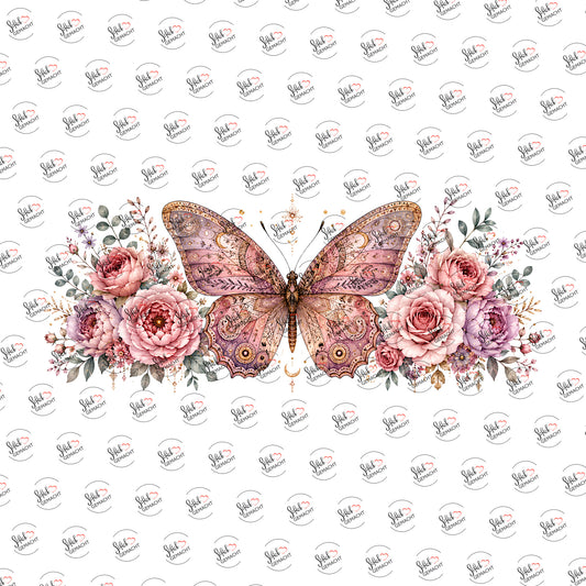Schmetterling in Roségold als Rub-on-Sticker, einzeln