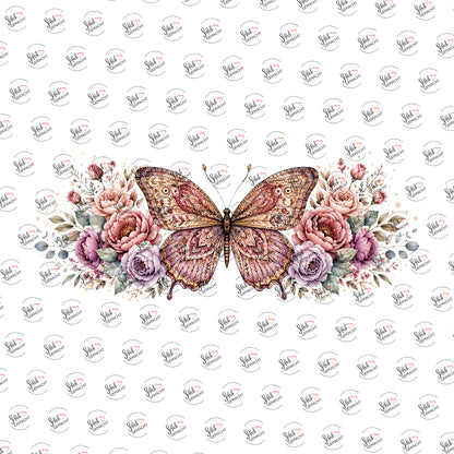 Schmetterling im Rosenbeet als Rub-on-Sticker, einzeln