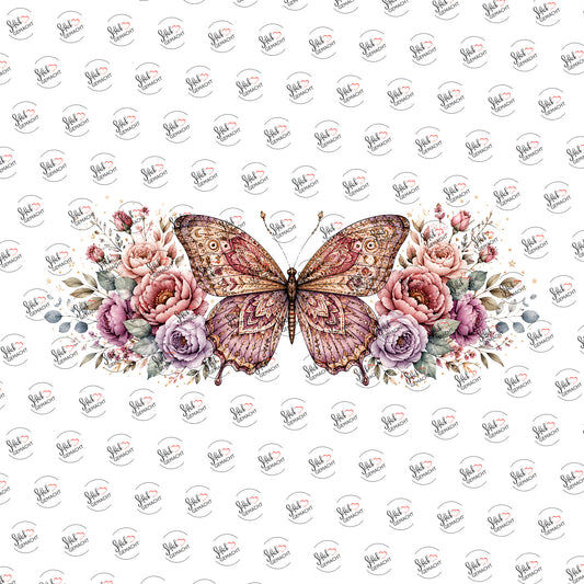 Schmetterling im Rosenbeet als Rub-on-Sticker, einzeln