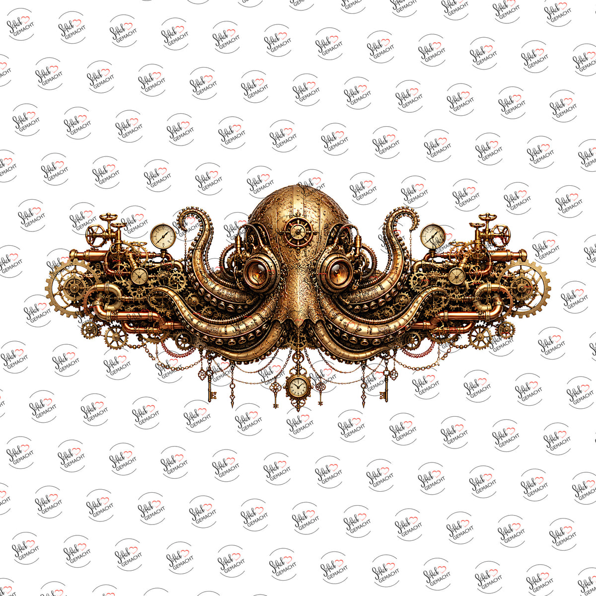 Steampunk-Krake als Rub-on-Sticker, einzeln
