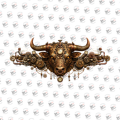 Steampunk-Stier als Rub-on-Sticker, einzeln
