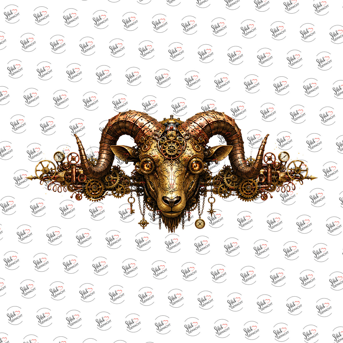 Steampunk-Widder als Rub-on-Sticker, einzeln