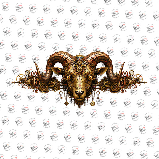 Steampunk-Widder als Rub-on-Sticker, einzeln