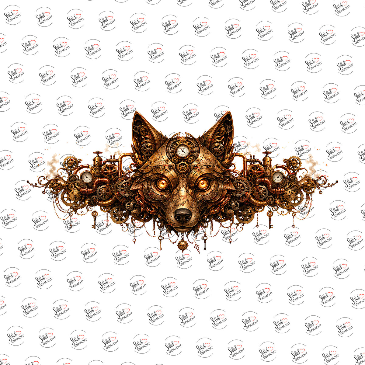 Steampunk-Wolf als Rub-on-Sticker, einzeln