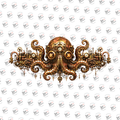 Steampunk-Oktopus als Rub-on-Sticker, einzeln