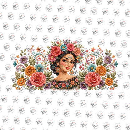 Blumenkranz-Portrait als Rub-on-Sticker, einzeln
