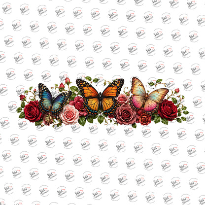Rosen und Schmetterlinge als Rub-on-Sticker, einzeln