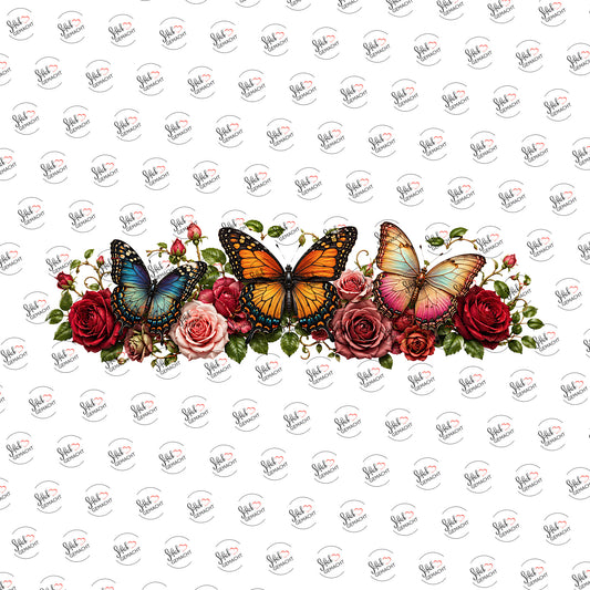 Rosen und Schmetterlinge als Rub-on-Sticker, einzeln