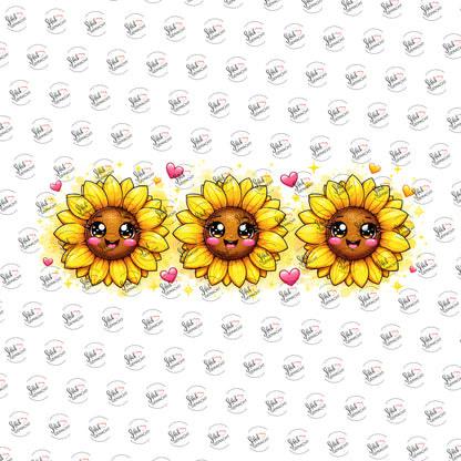 Sonnenblumen mit Gesicht als Rub-on-Sticker, einzeln