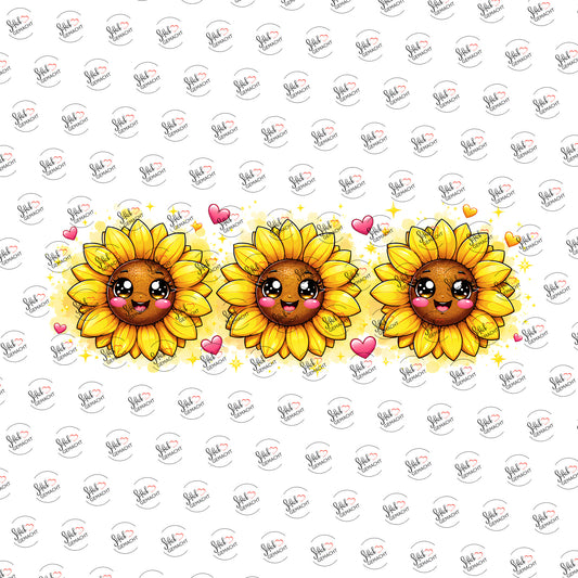 Sonnenblumen mit Gesicht als Rub-on-Sticker, einzeln