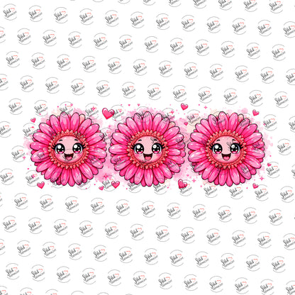 Pinke Gerbera mit Gesicht als Rub-on-Sticker, einzeln