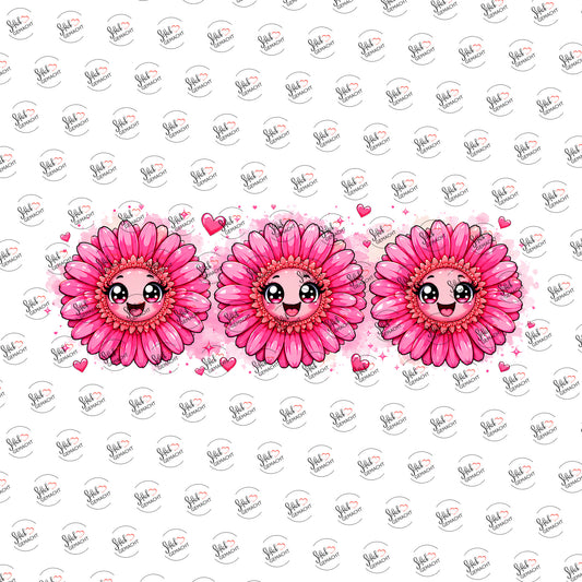 Pinke Gerbera mit Gesicht als Rub-on-Sticker, einzeln