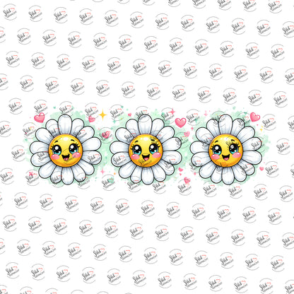 Gänseblümchen mit Gesicht als Rub-on-Sticker, einzeln