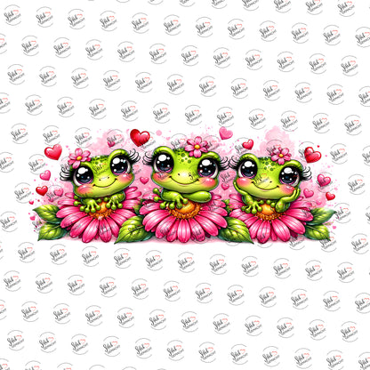 Frösche auf Blüten als Rub-on-Sticker, einzeln