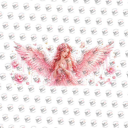 Engel in Rosenrosa als Rub-on-Sticker, einzeln