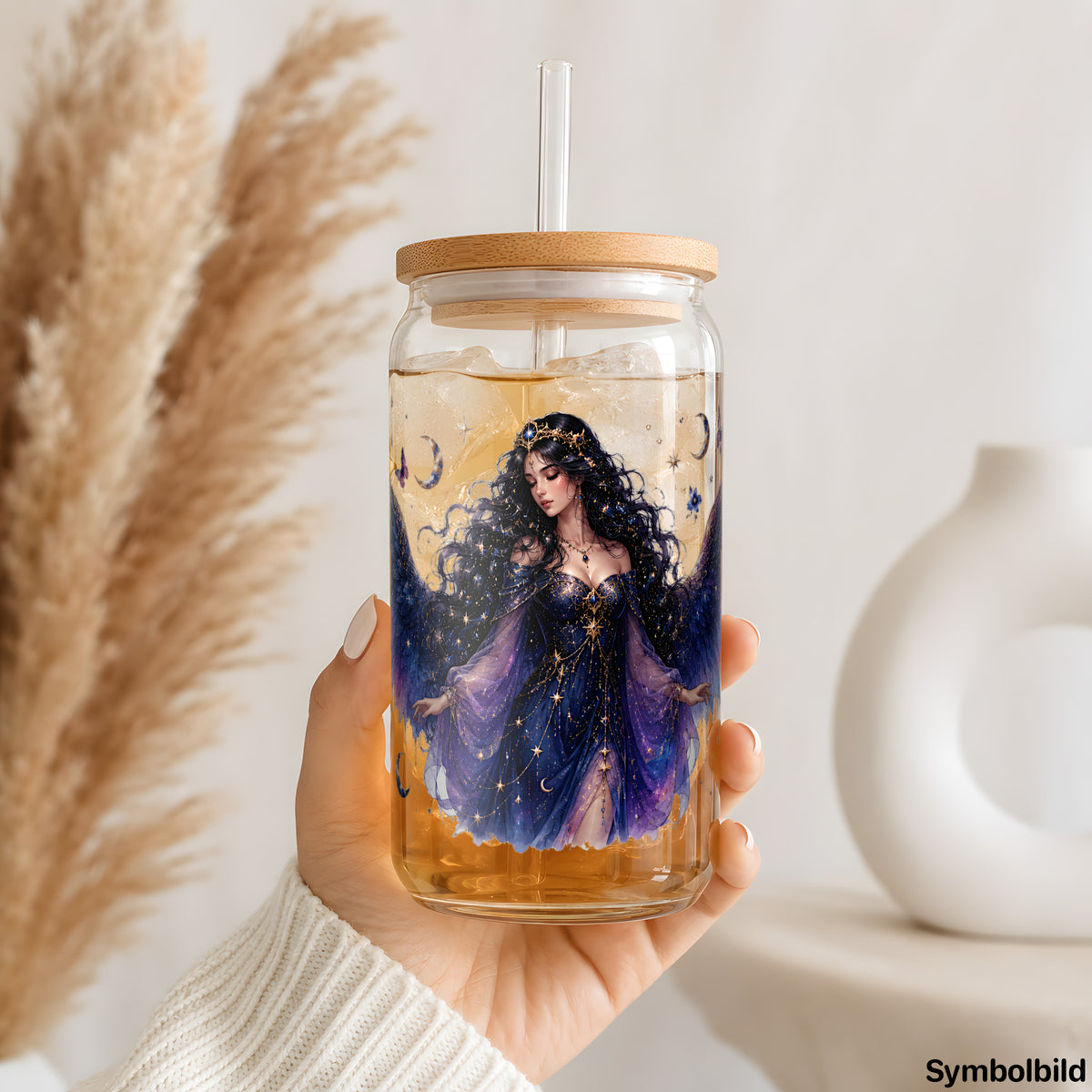 Sternenengel-Aufkleber auf einem 16oz Glasbecher