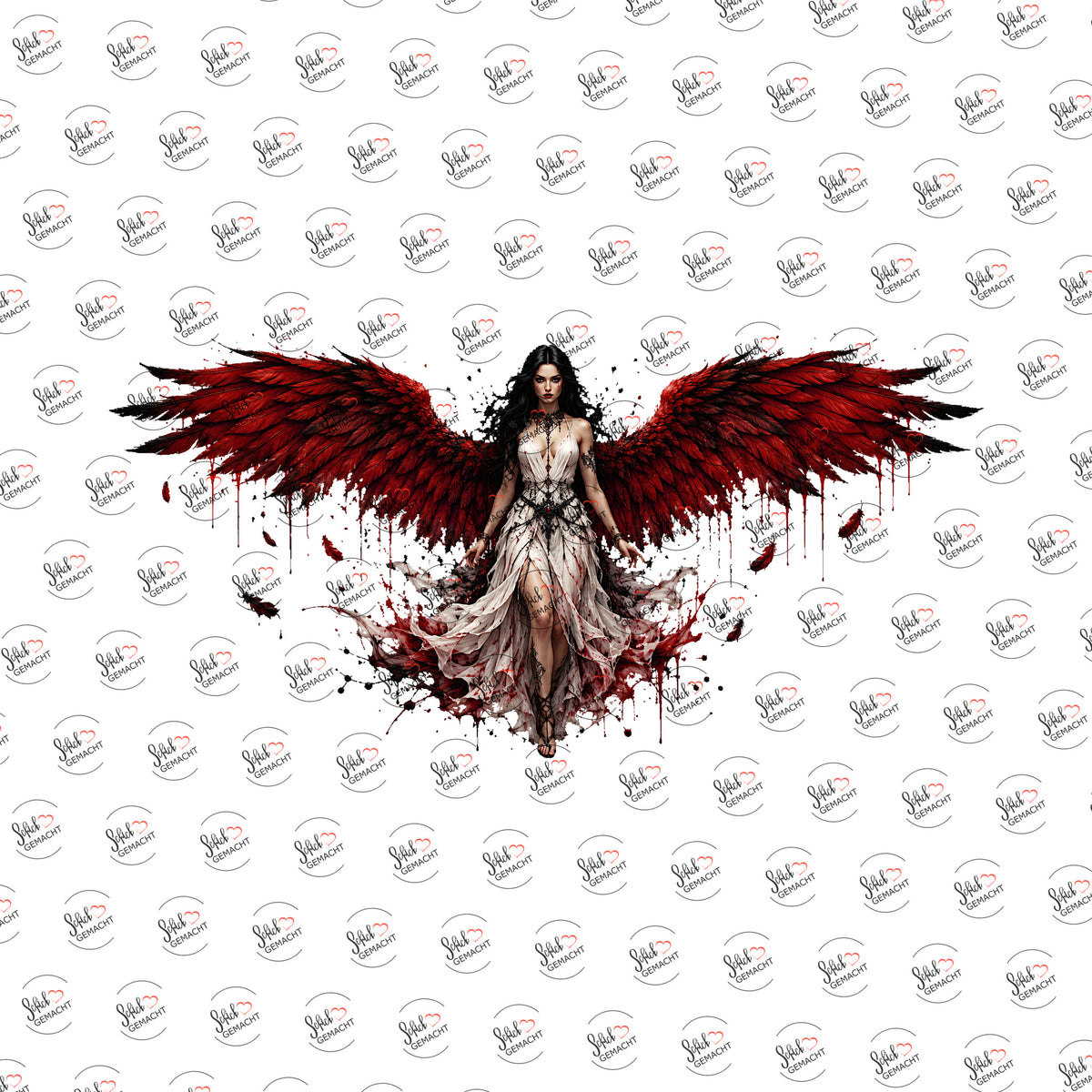 Engel in Blutrot als Rub-on-Sticker, einzeln