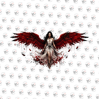 Engel in Blutrot als Rub-on-Sticker, einzeln