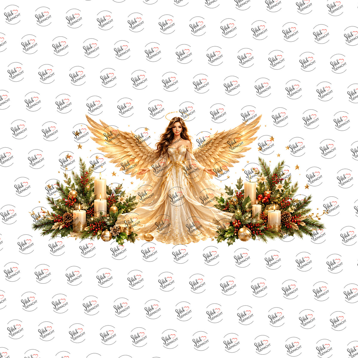 Weihnachtsengel in Gold als Rub-on-Sticker, einzeln
