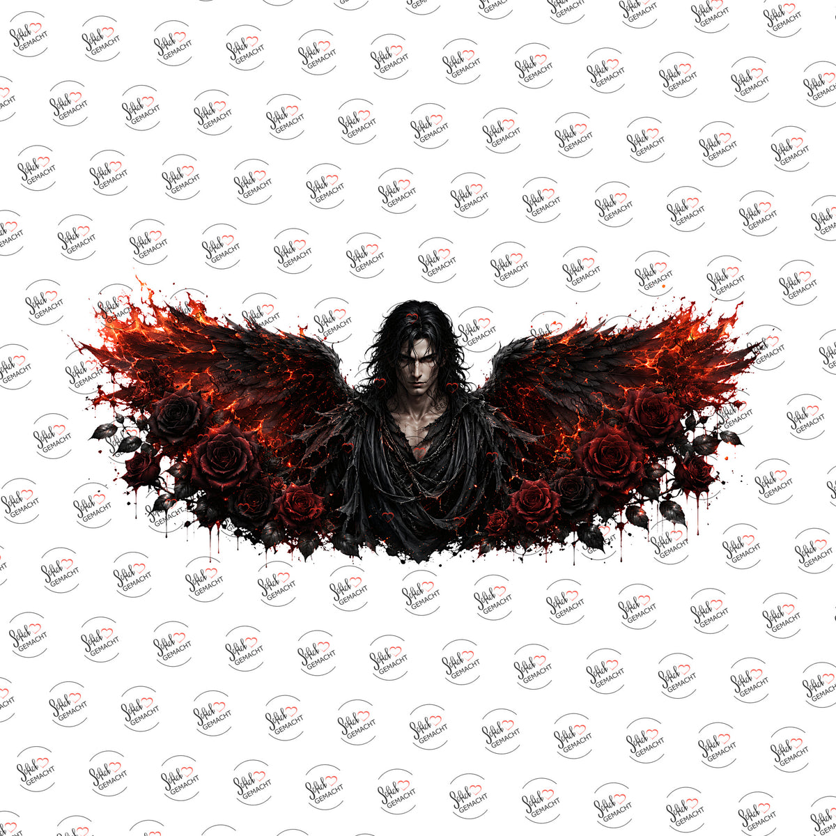 Dunkler Engel in Rot als Rub-on-Sticker, einzeln