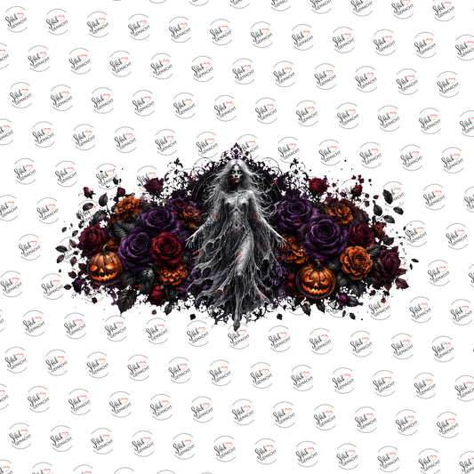 Geisterdame im Blumenmeer als Rub-on-Sticker, einzeln