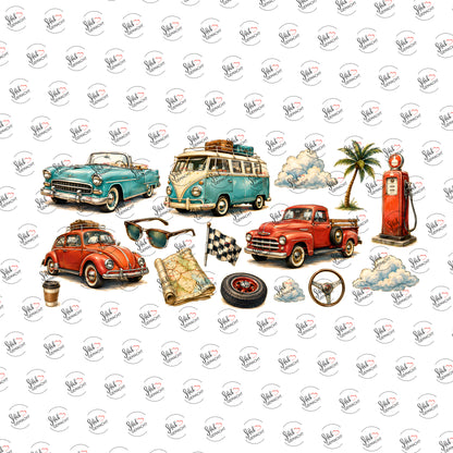 Oldtimer-Sammlung als Rub-on-Sticker, einzeln