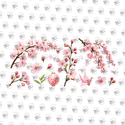 Zarte Kirschblüten als Rub-on-Sticker, einzeln