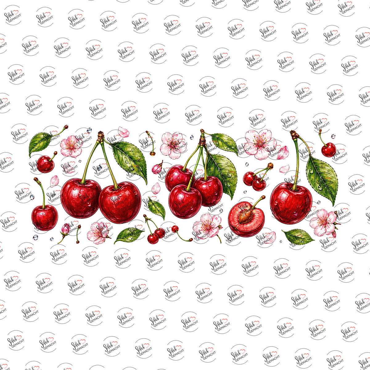 Kirschen in Aquarell als Rub-on-Sticker, einzeln