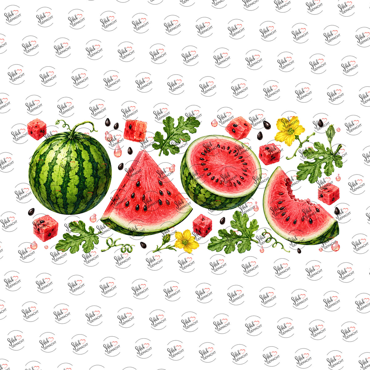 Wassermelonen in Aquarell als Rub-on-Sticker, einzeln