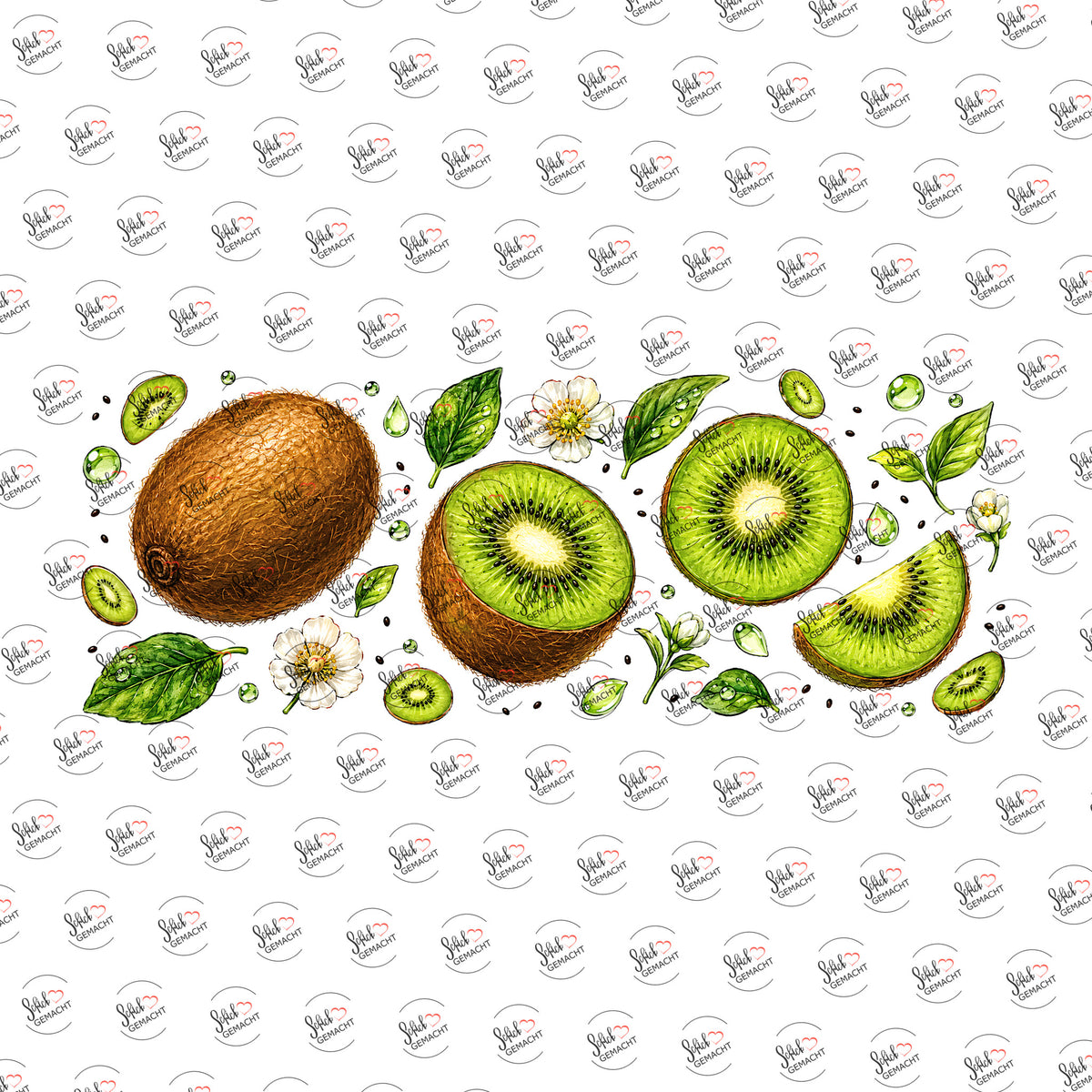 Kiwis in Aquarell als Rub-on-Sticker, einzeln