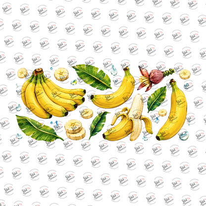 Bananen in Aquarell als Rub-on-Sticker, einzeln