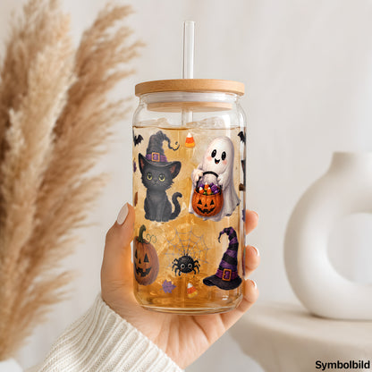 Halloween-Sammlung-Aufkleber auf einem 16oz Glasbecher