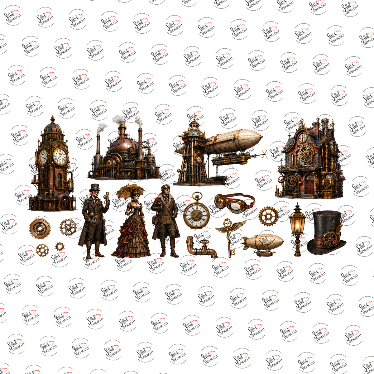 Steampunk-Gesellschaft als Rub-on-Sticker, einzeln
