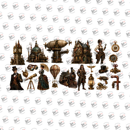 Steampunk-Abenteuer als Rub-on-Sticker, einzeln
