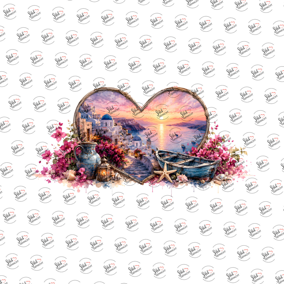 Sonnenuntergang im Herzen als Rub-on-Sticker, einzeln
