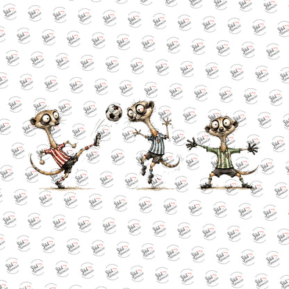 Erdmännchen beim Fußball als Rub-on-Sticker, einzeln