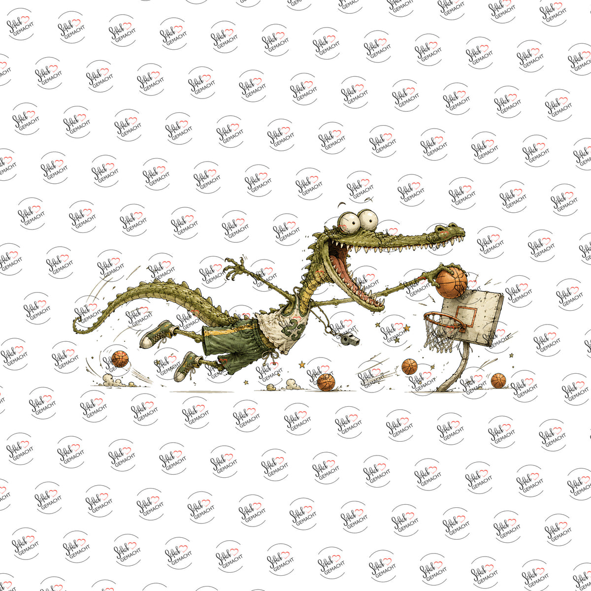 Krokodil beim Dunk als Rub-on-Sticker, einzeln