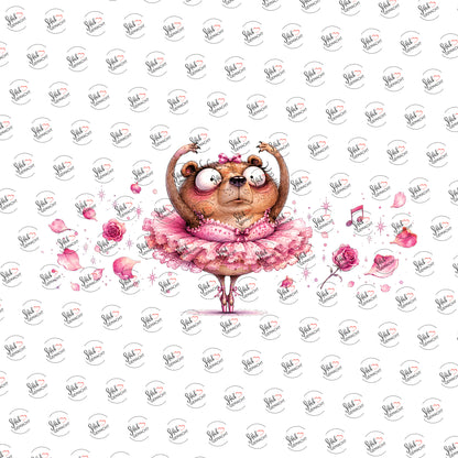 Bär im rosa Tutu als Rub-on-Sticker, einzeln