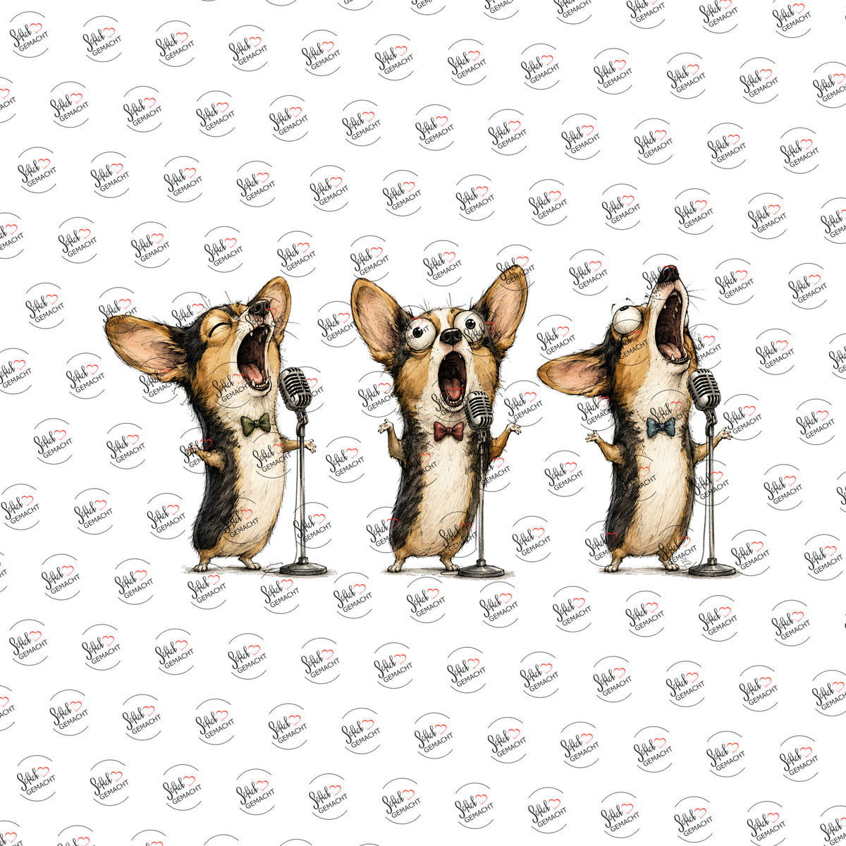 Corgi-Chor als Rub-on-Sticker, einzeln