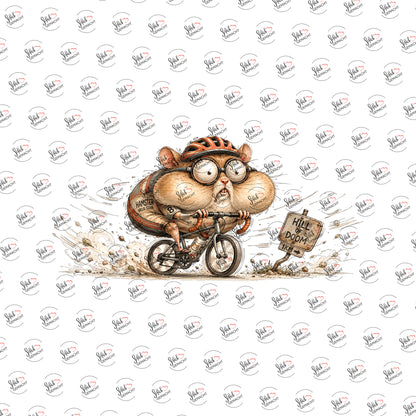Hamster auf dem Fahrrad als Rub-on-Sticker, einzeln