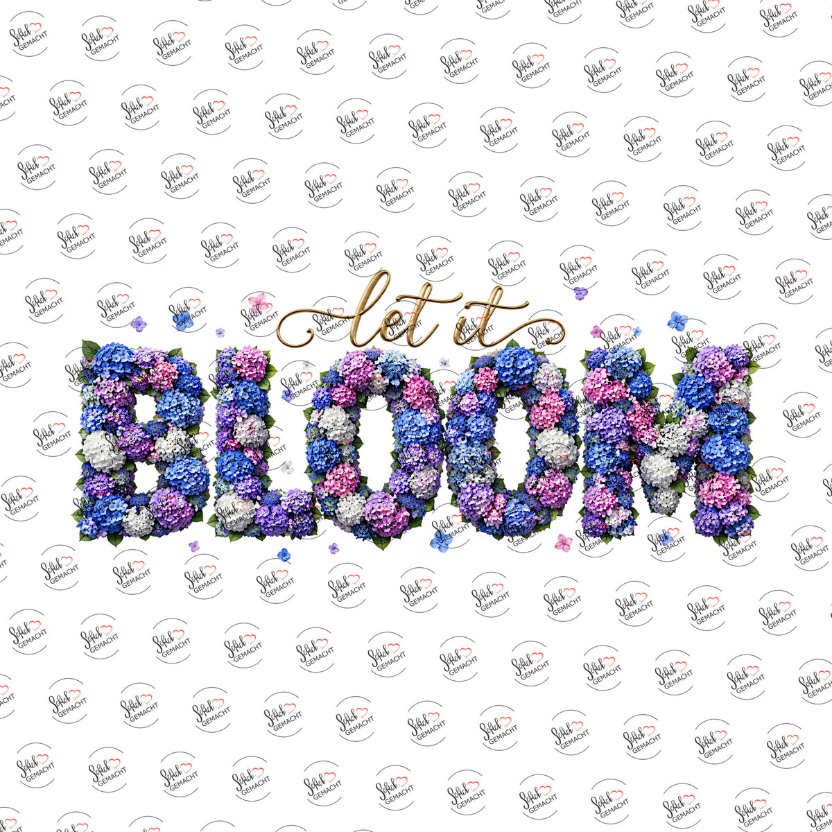 Let it Bloom in Hortensien als Rub-on-Sticker, einzeln