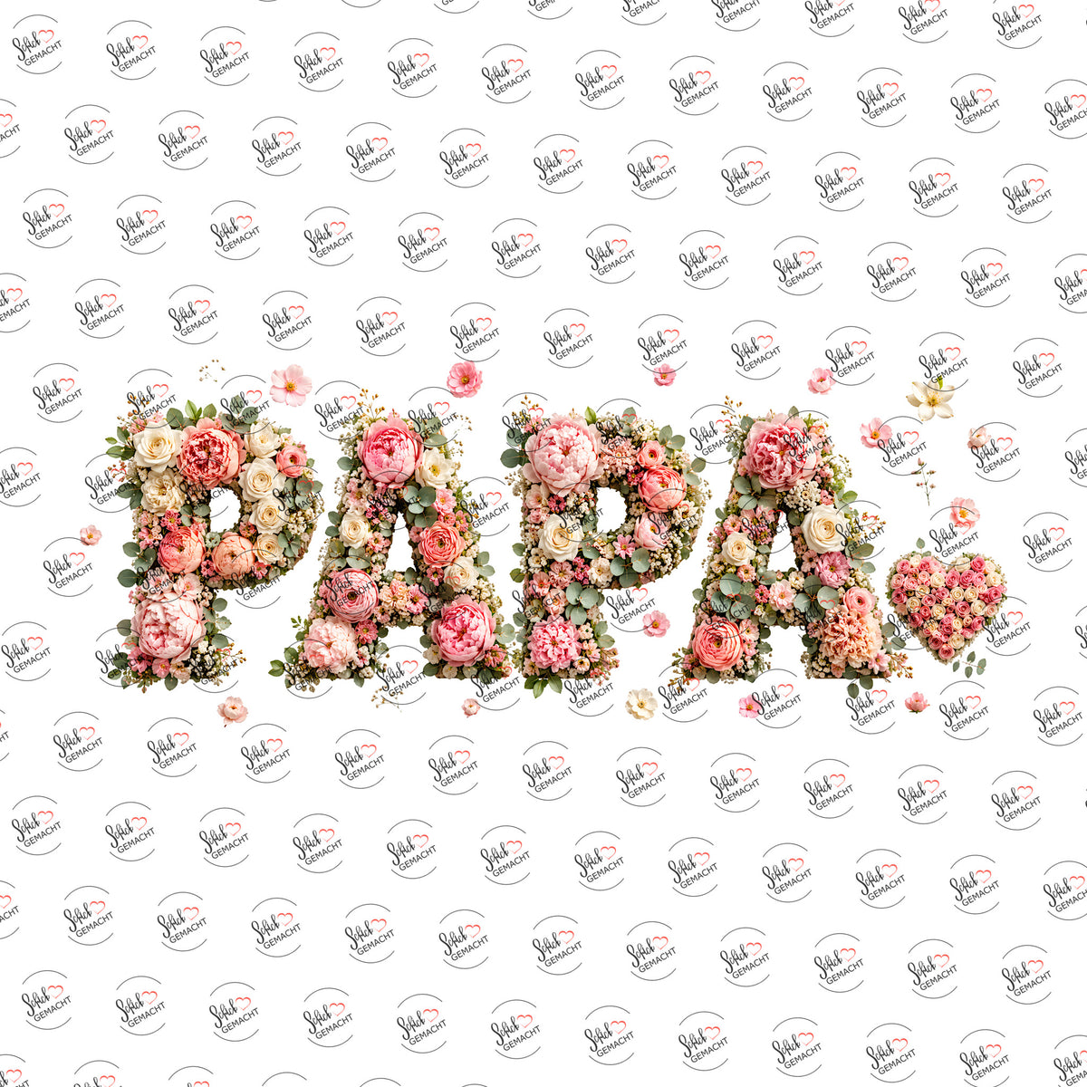 PAPA in Blüten als Rub-on-Sticker, einzeln