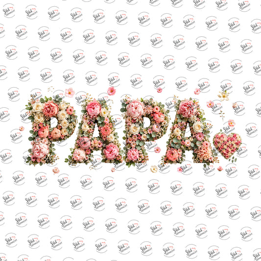 PAPA in Blüten als Rub-on-Sticker, einzeln